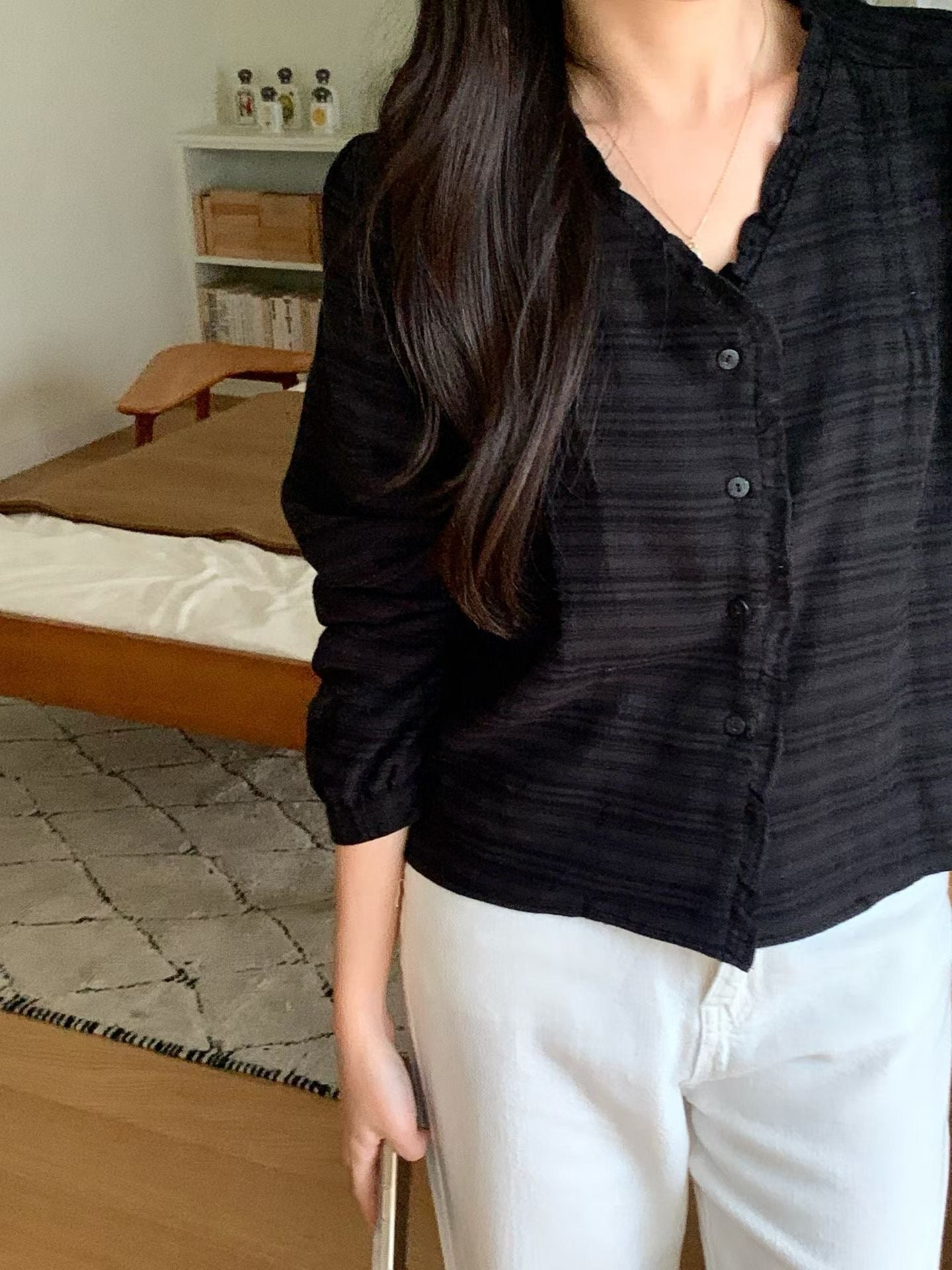 Plie frill gimo blouse-2col