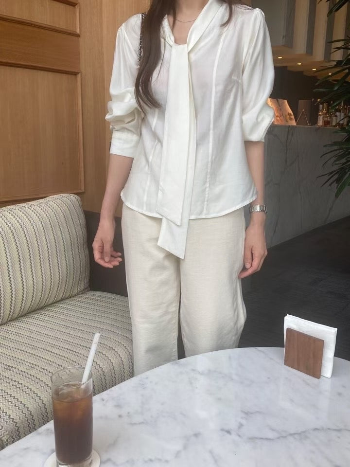 Sofia tie blouse-2col