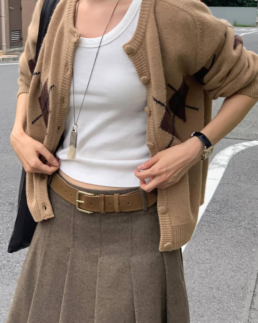 Argyle cardigan-3col