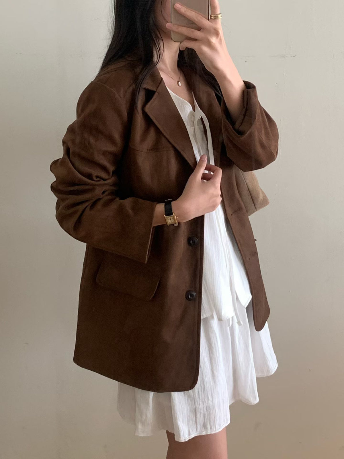 mute suede leather jacket-2col