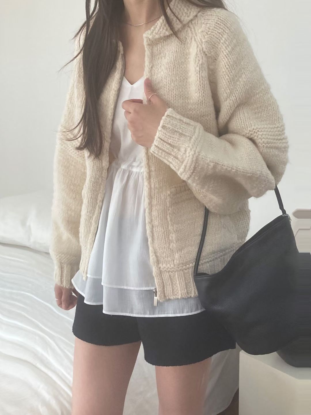 Wool collar zip up CD-2col