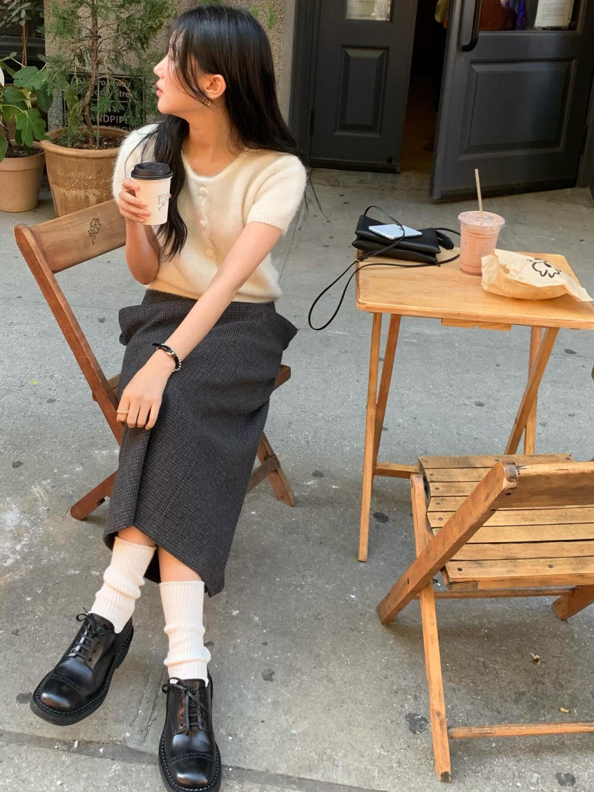 Want alpaca half cardigan-4col