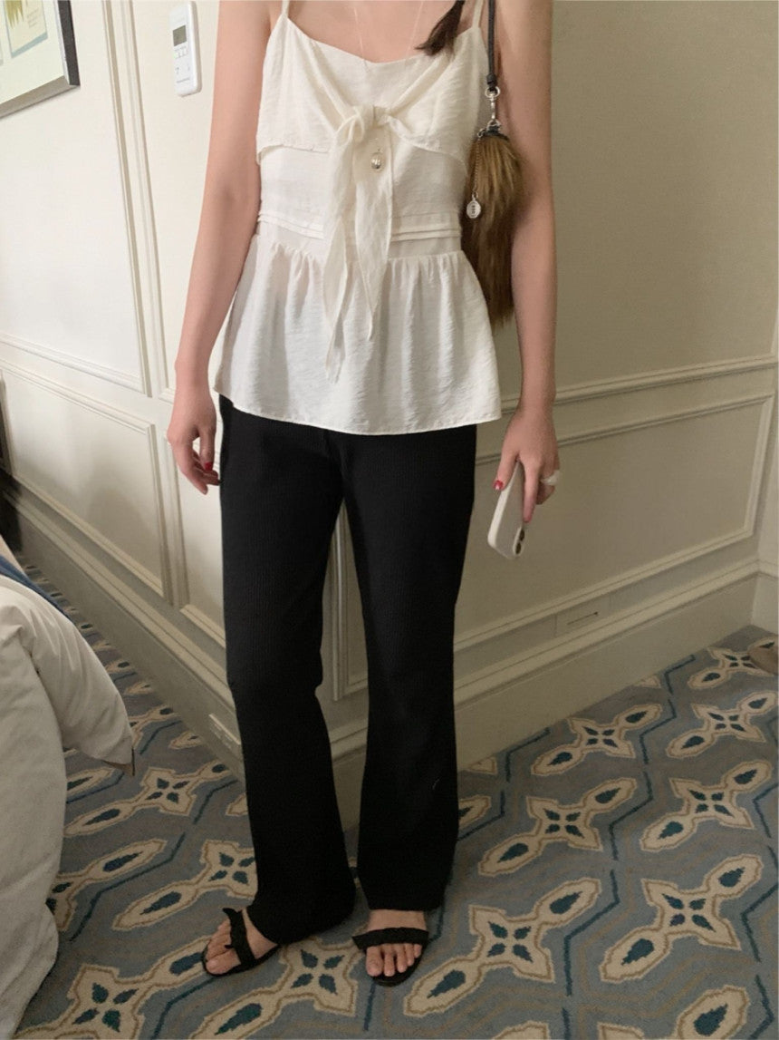 ribbon bustier blouse-2col