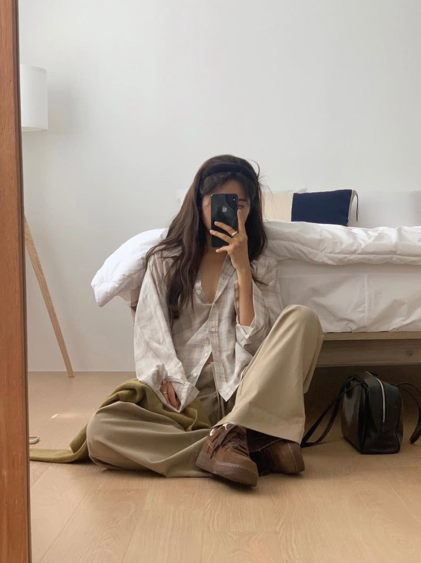 liter rill cotton banding pants-2col