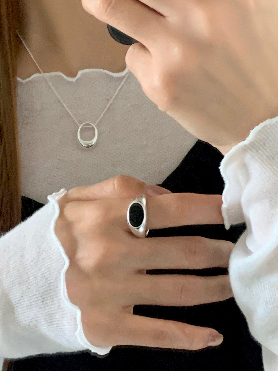 Black Onyx Open Ring