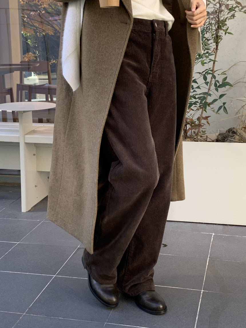 Rie corduroy straight pants-2col