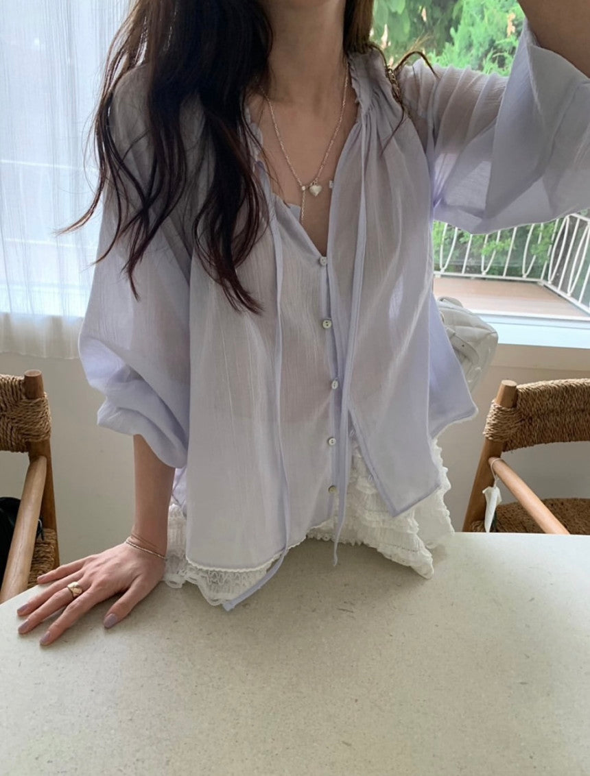 Yoru shirring blouse-3col