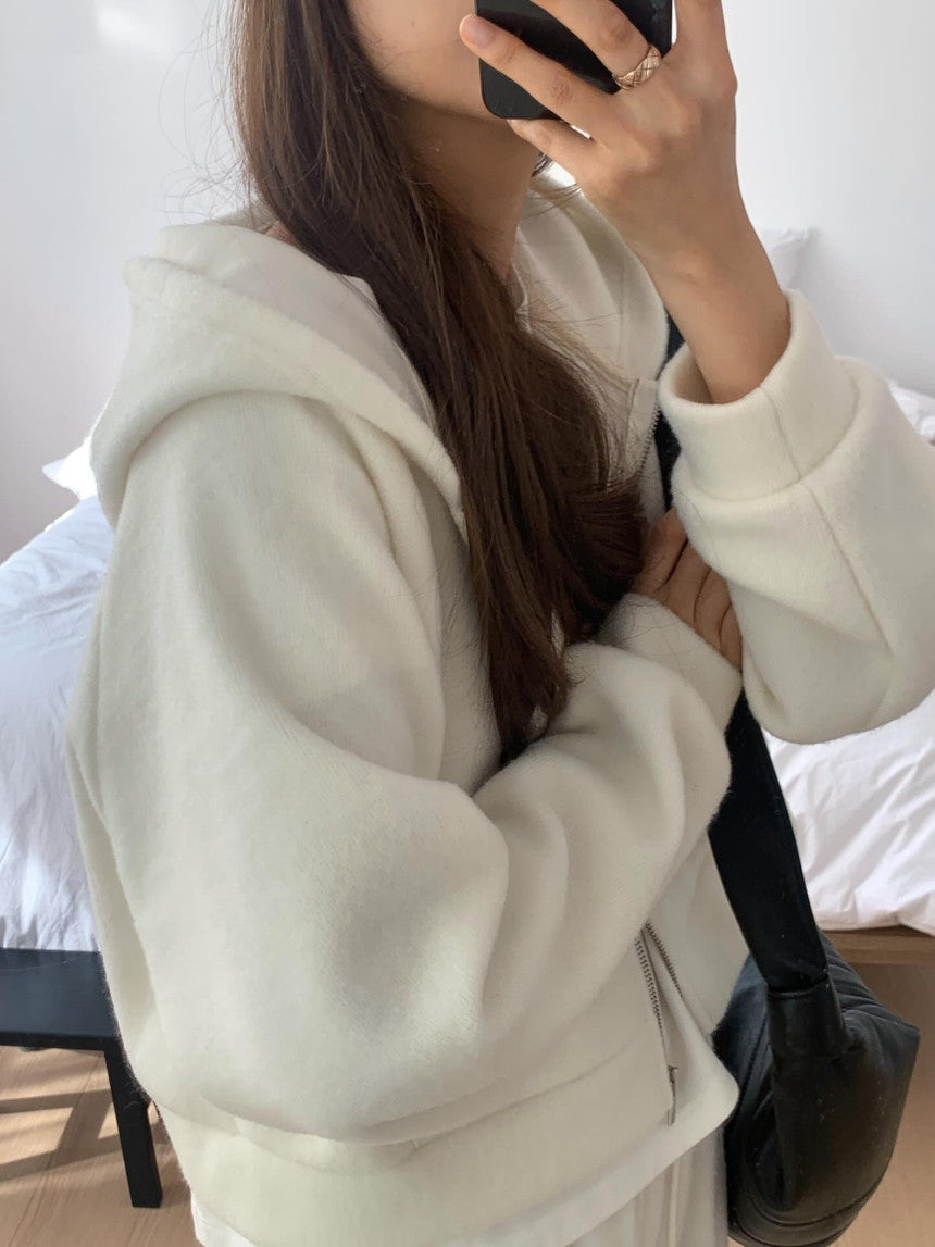 liter pony wool hood zip up-2col