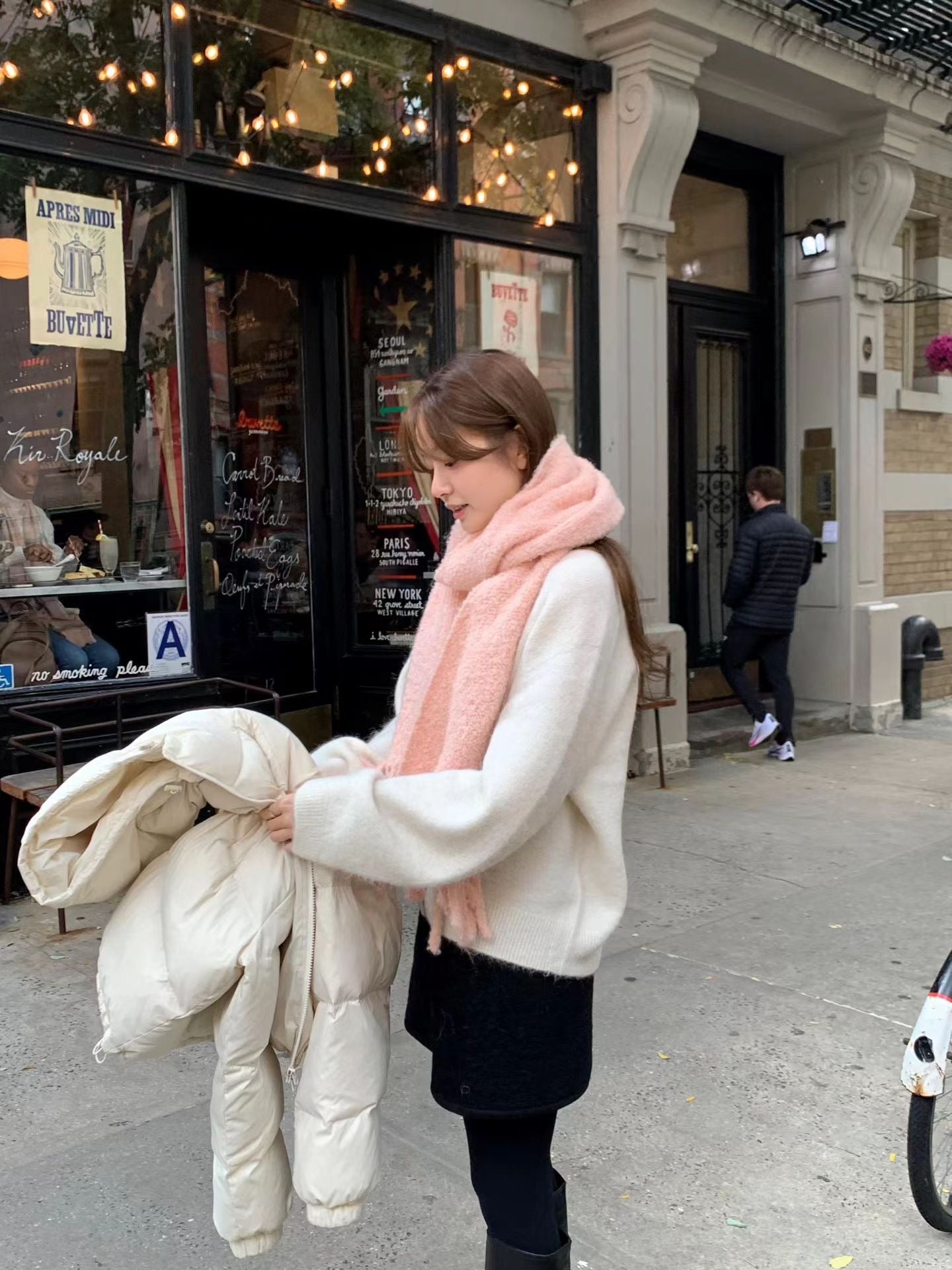 Ounce fluffy alpaca wool boucle muffler-2col