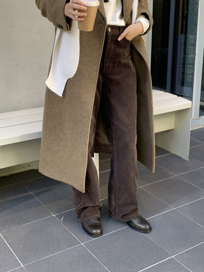 Rie corduroy straight pants-2col