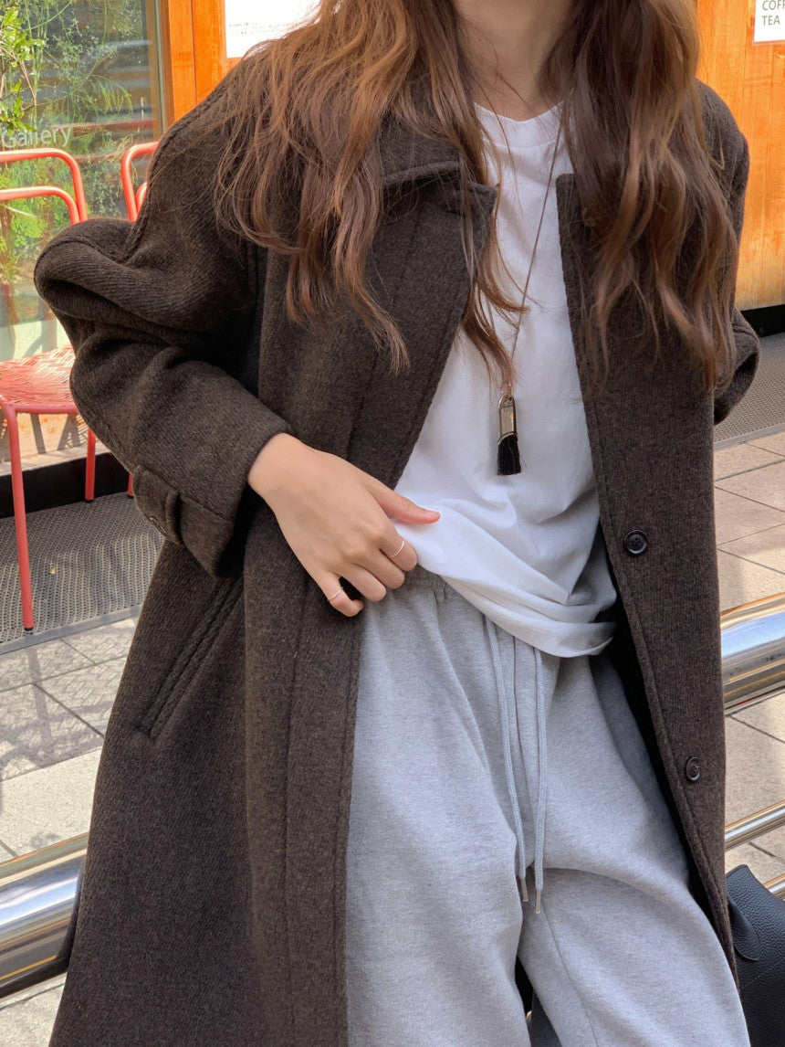 Luce wool twill melange coat-2col