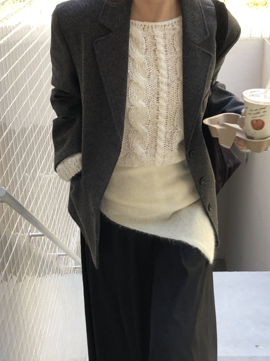Chestnut wool blazer jacket-2col