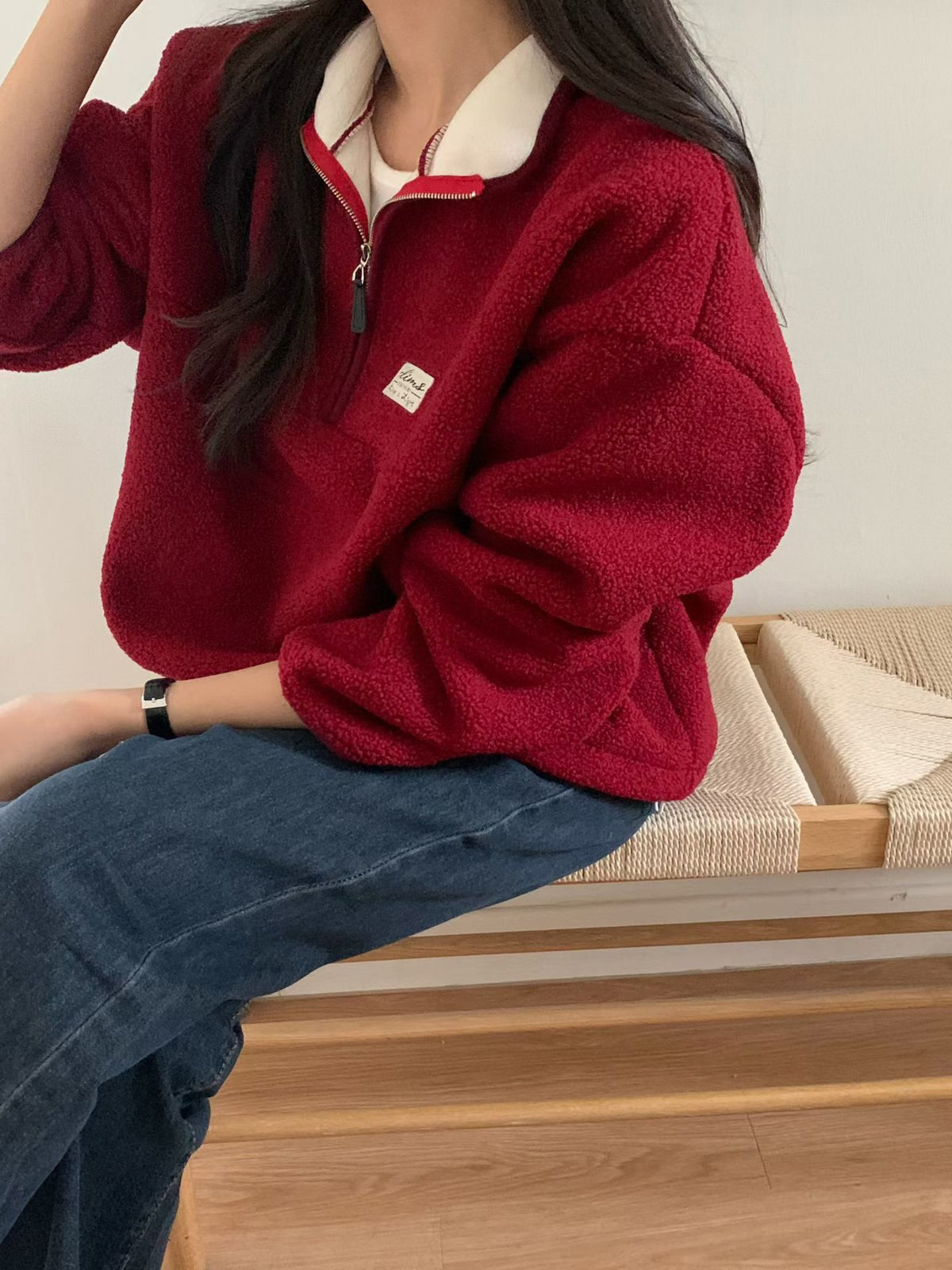 Fombing fleece half zip up-4col