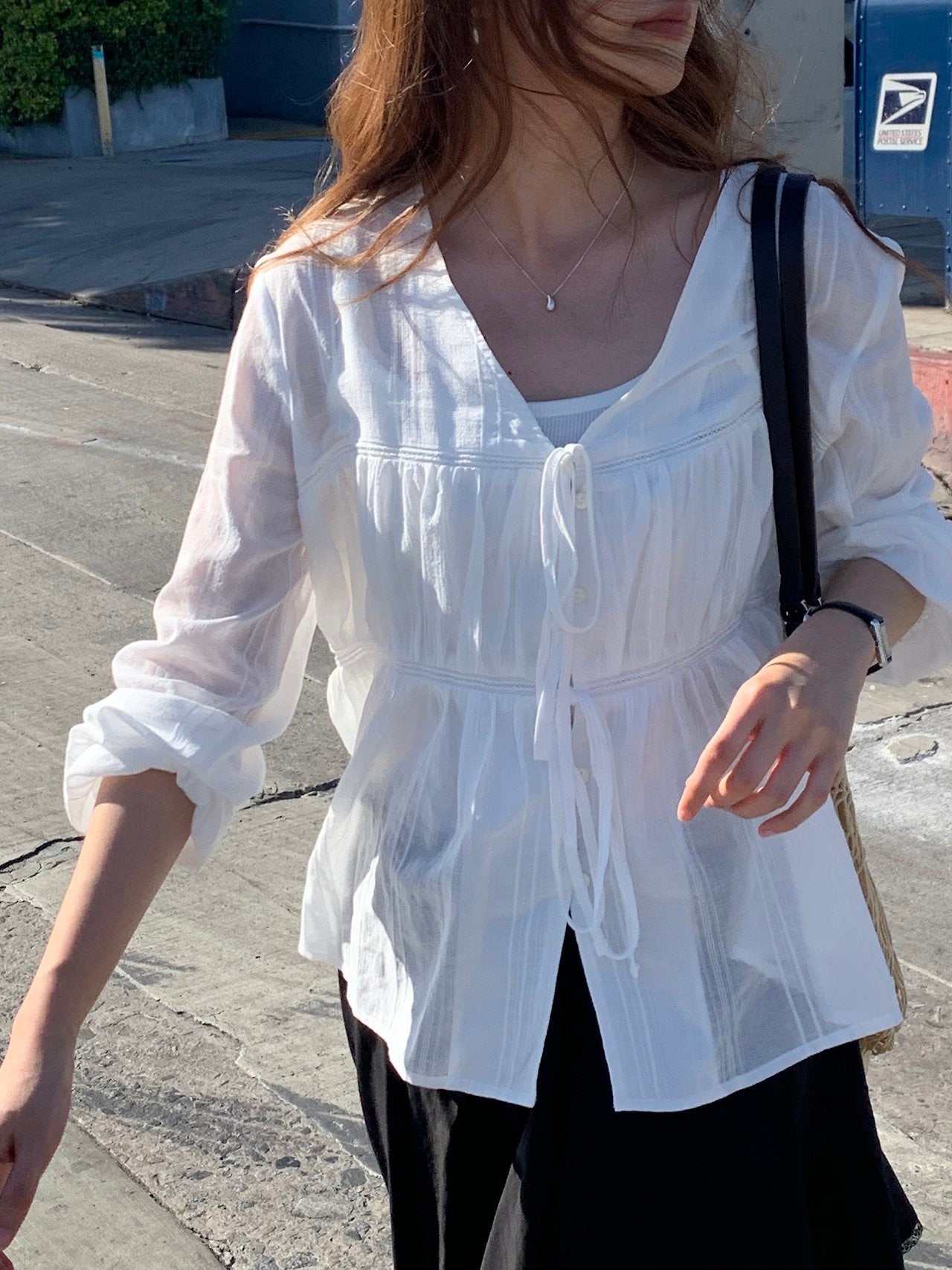 Arel V-neck string blouse