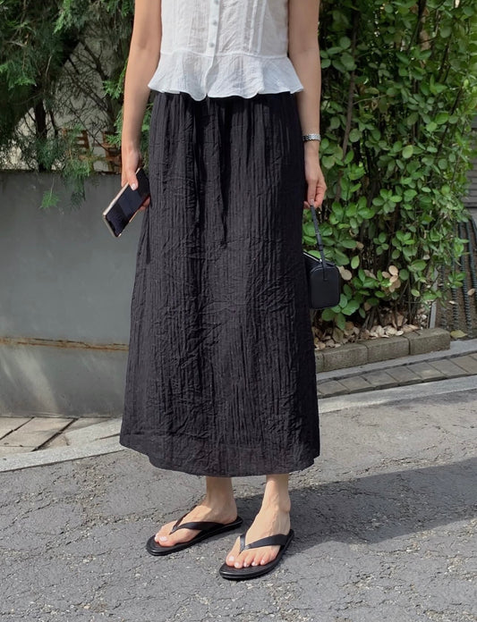 liter pomy shiny wrinkle skirt-2col