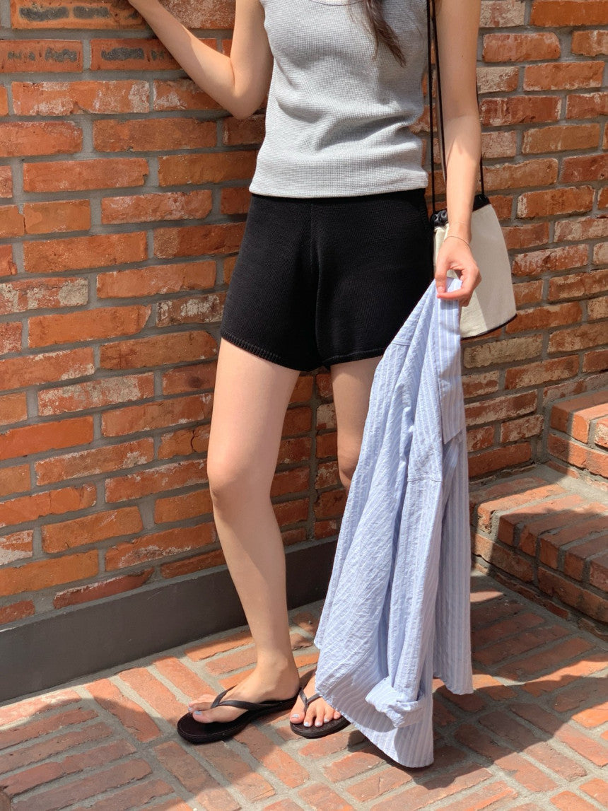 Want bamboo knit half pants-2col