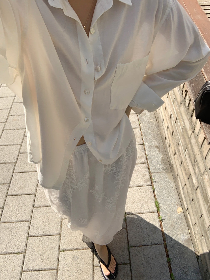 liter ria embroidered chiffon skirt