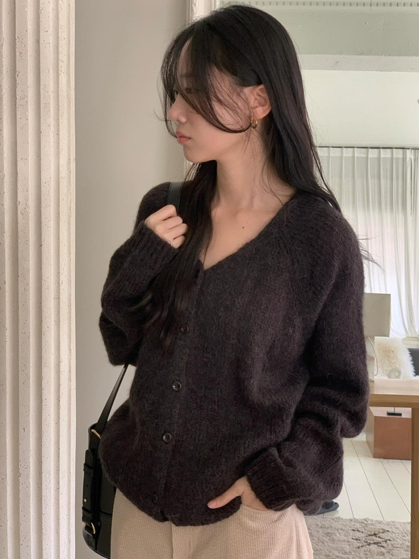 Pony wool 2way v-knit cardigan-3col