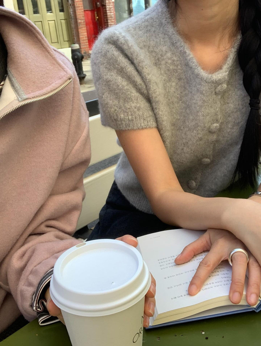 Want alpaca half cardigan-4col