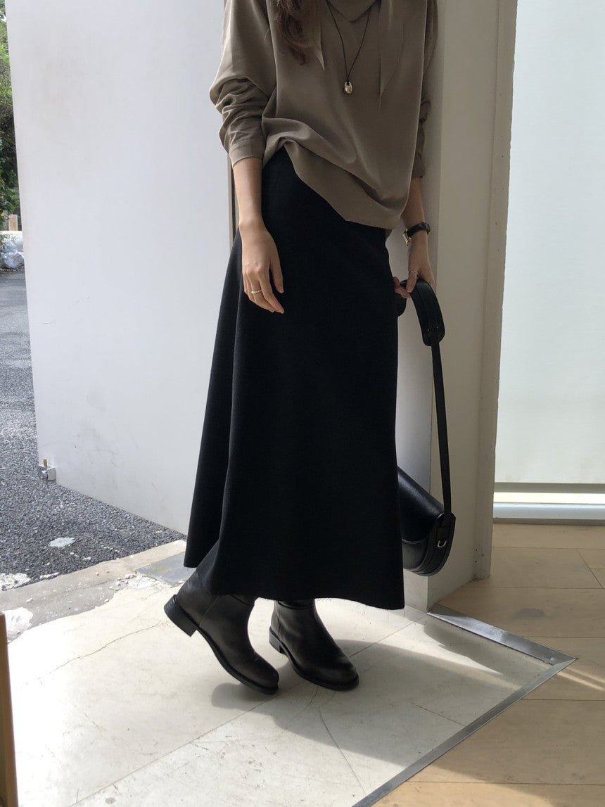 Mone wool flare skirt-2col