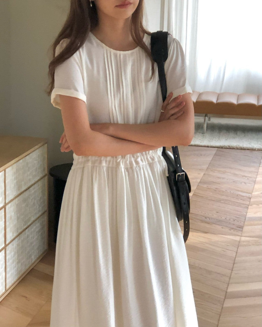 Ellen pintuck half-sleeve onepiece-2col