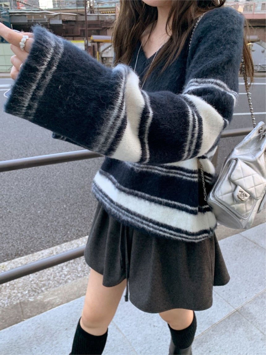 multi-v brush knit-2col