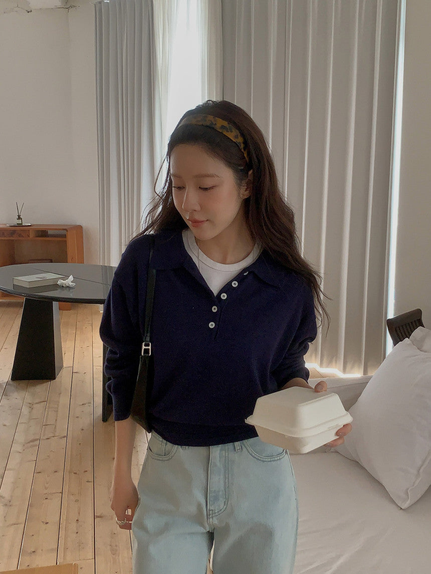 collar button knit-3col