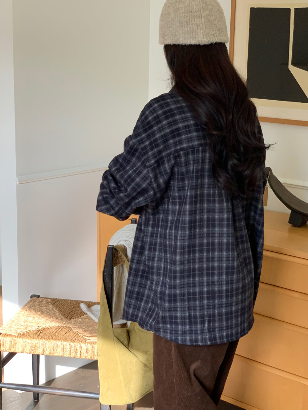 tan check gimo shirt-3col