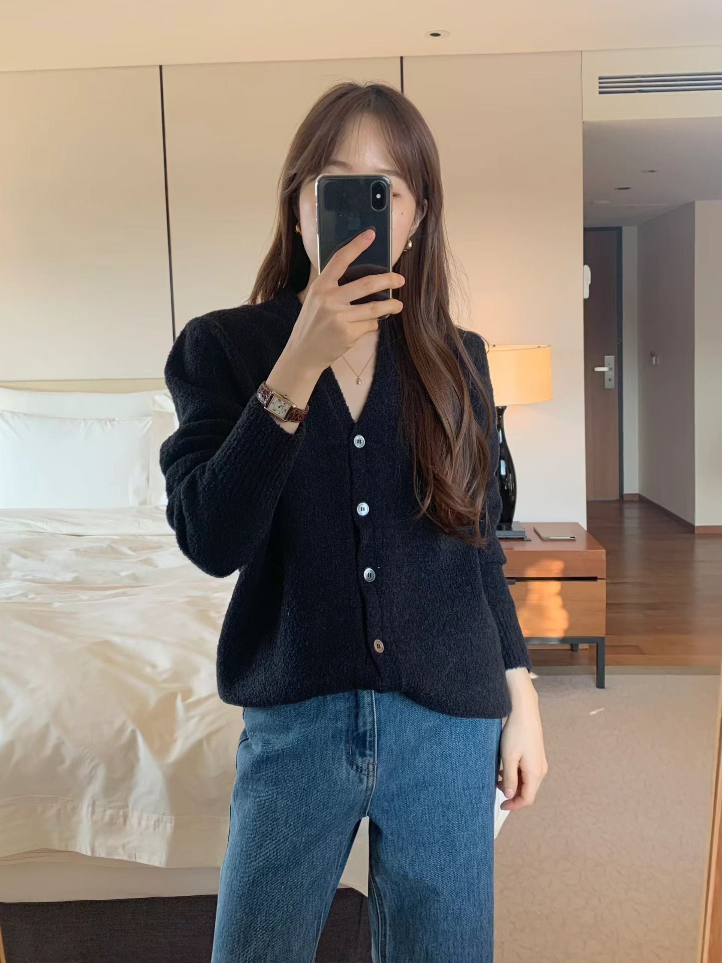 Ounce bokashi wool boucle cardigan-2col