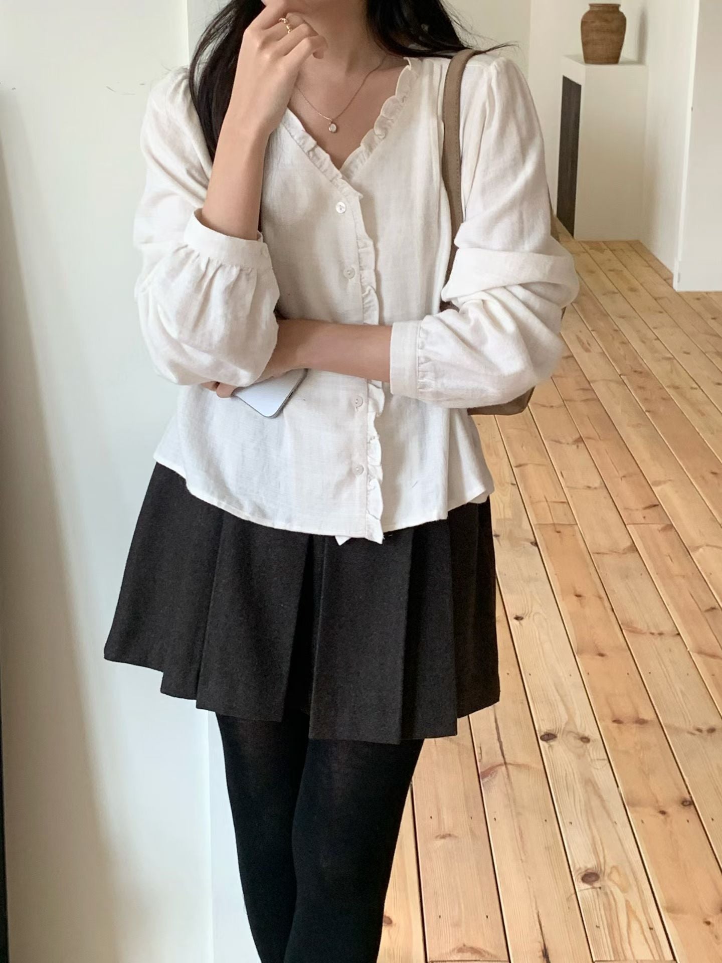 Plie frill gimo blouse-2col