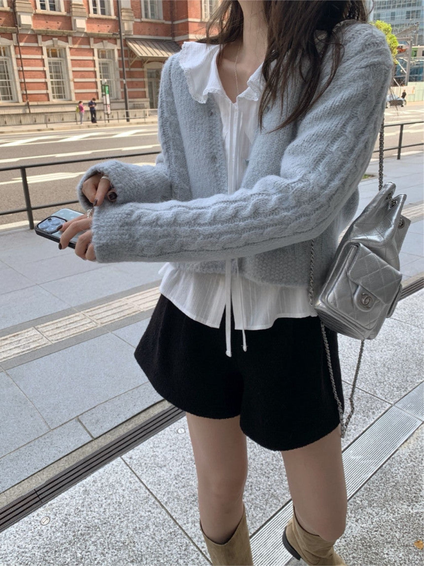 Powder cable cardigan-3col