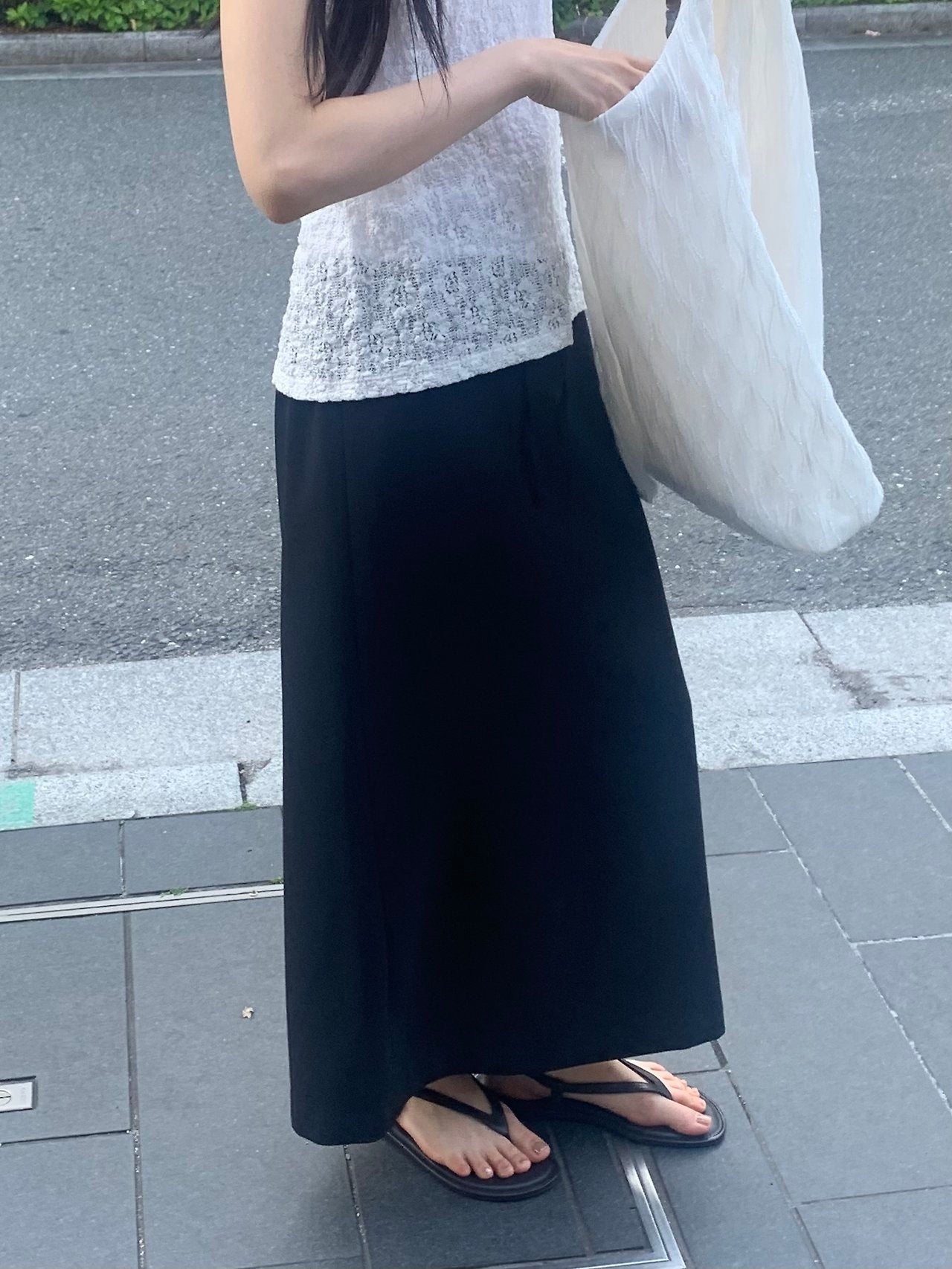 Usual silky skirt-2col