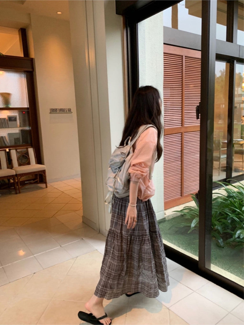 Alpha check skirt-2col