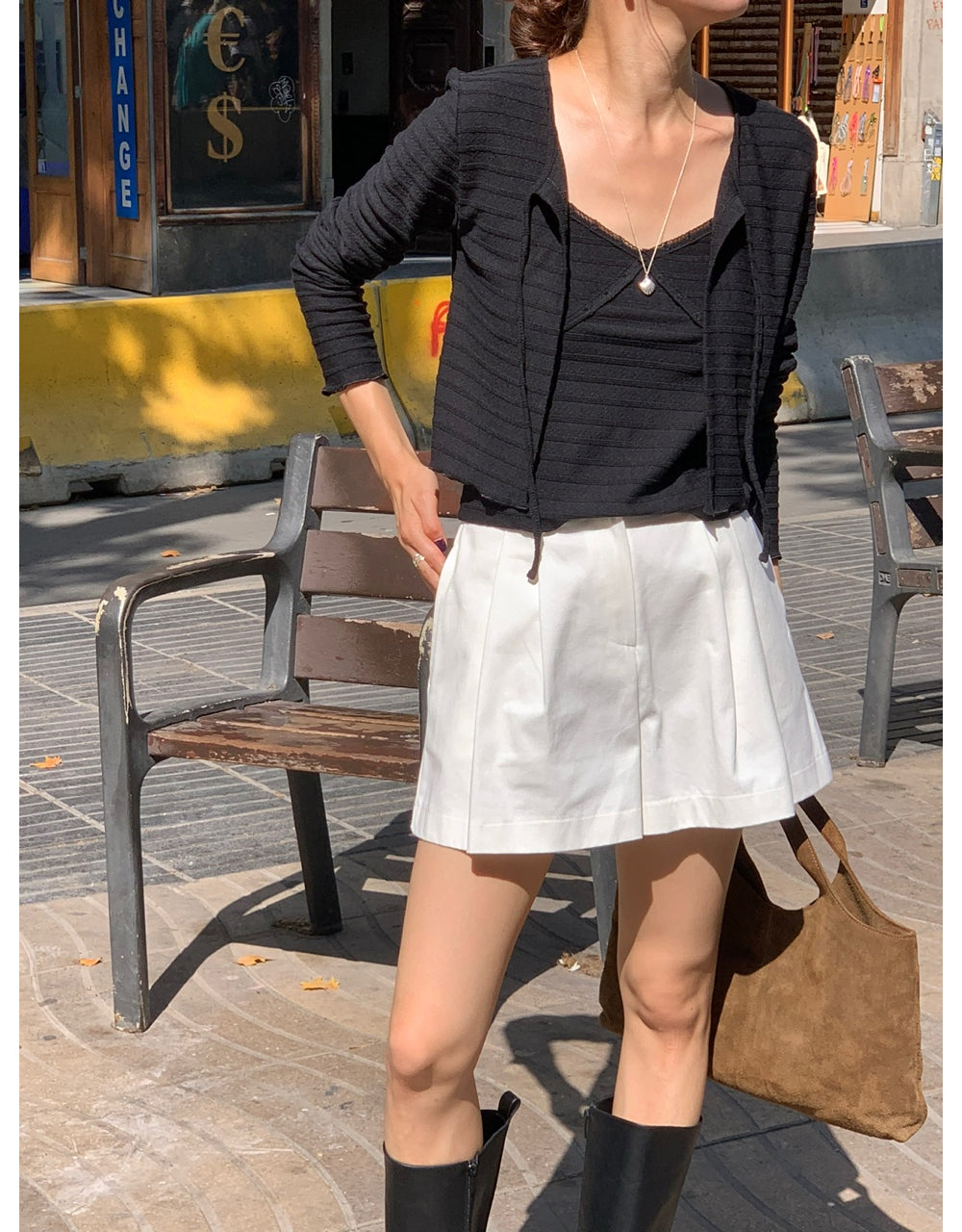 Olivia sleeveless&cardigan set-3col