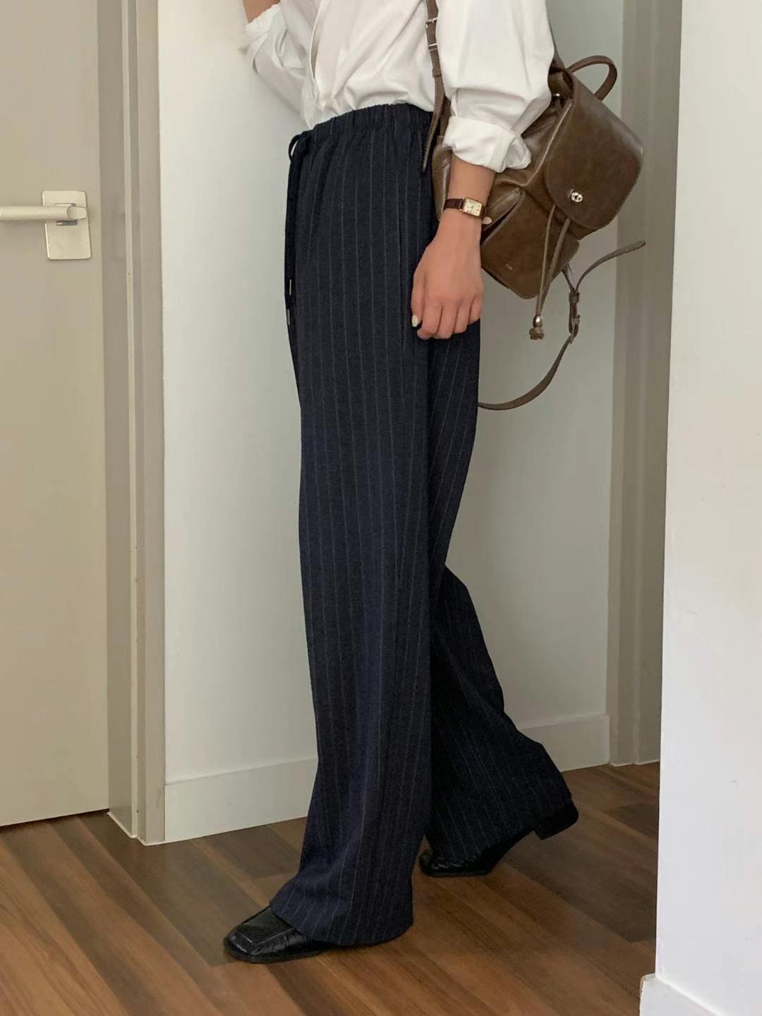 wool stripe slacks-2col/ショート丈あり