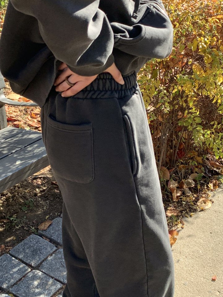 pigment fleece dying hood zip up&pants