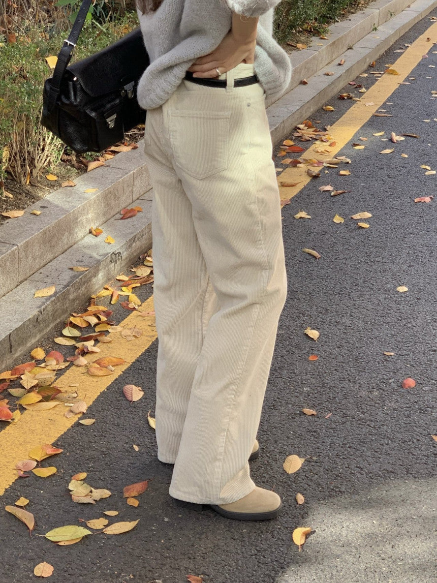 Rie corduroy straight pants-2col