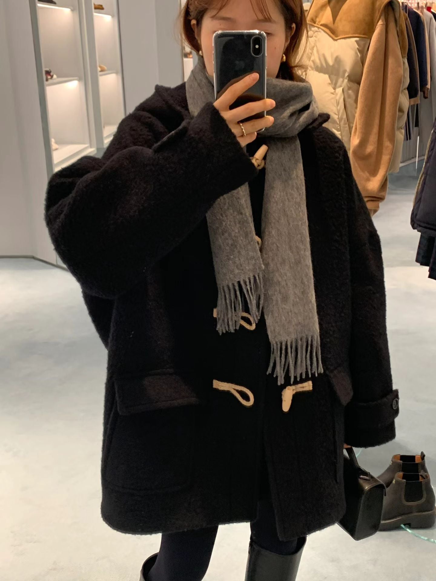 Ounce baby alpaca hood duffel coat-2col