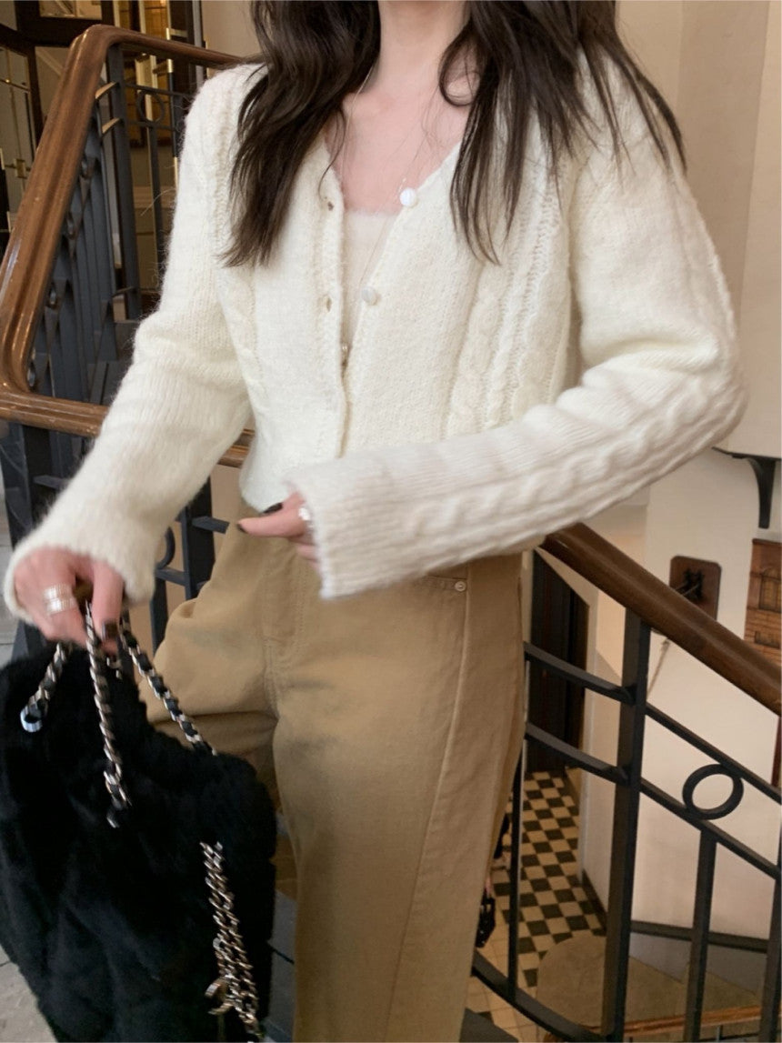 Powder cable cardigan-3col