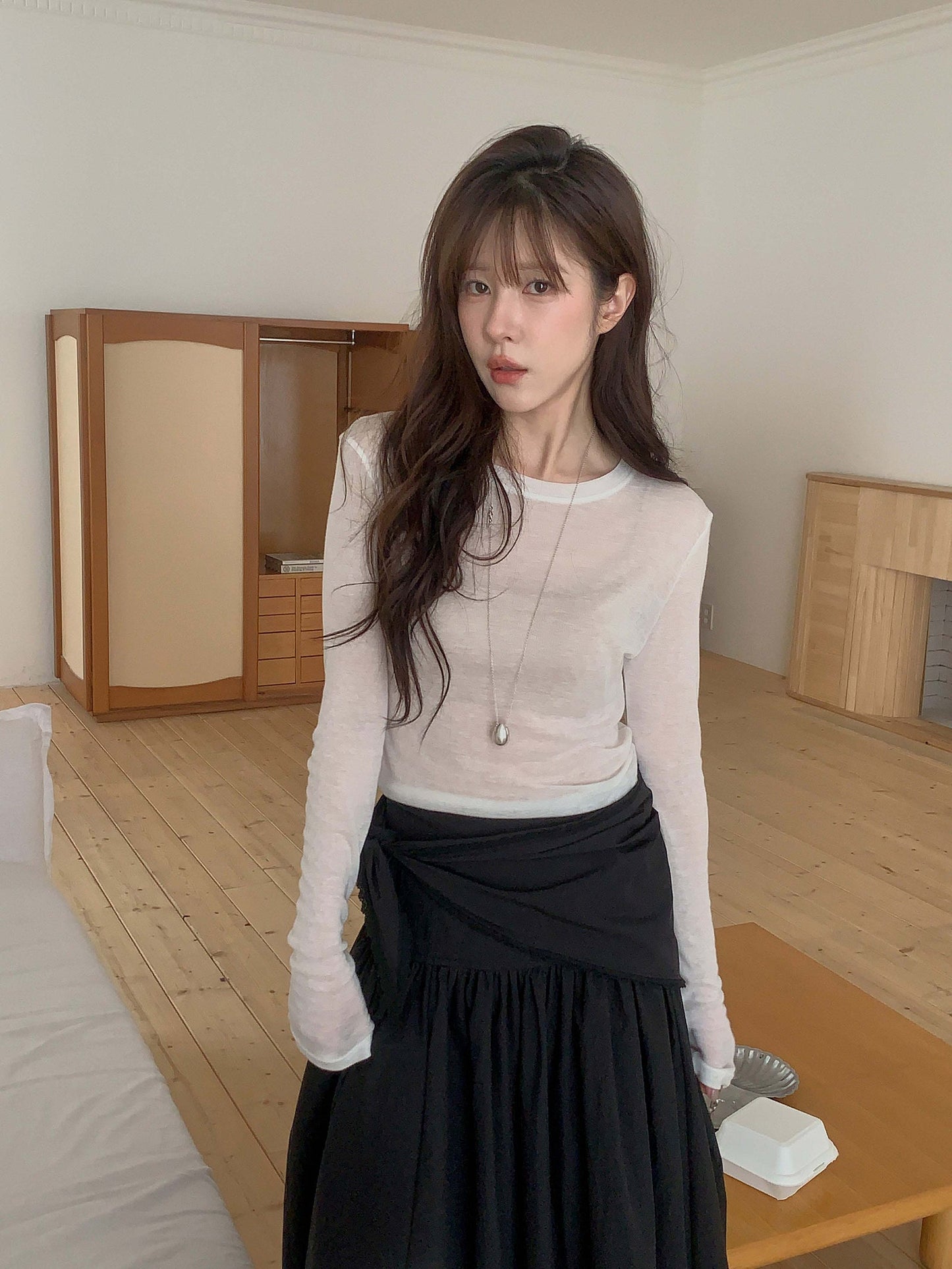 angle scarf&skirt set-2col