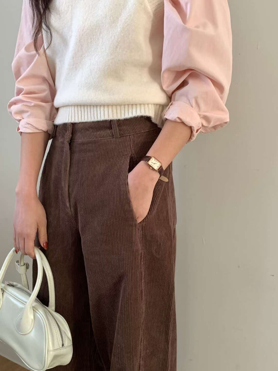 Corduroy curve pants-2col/ショート丈あり