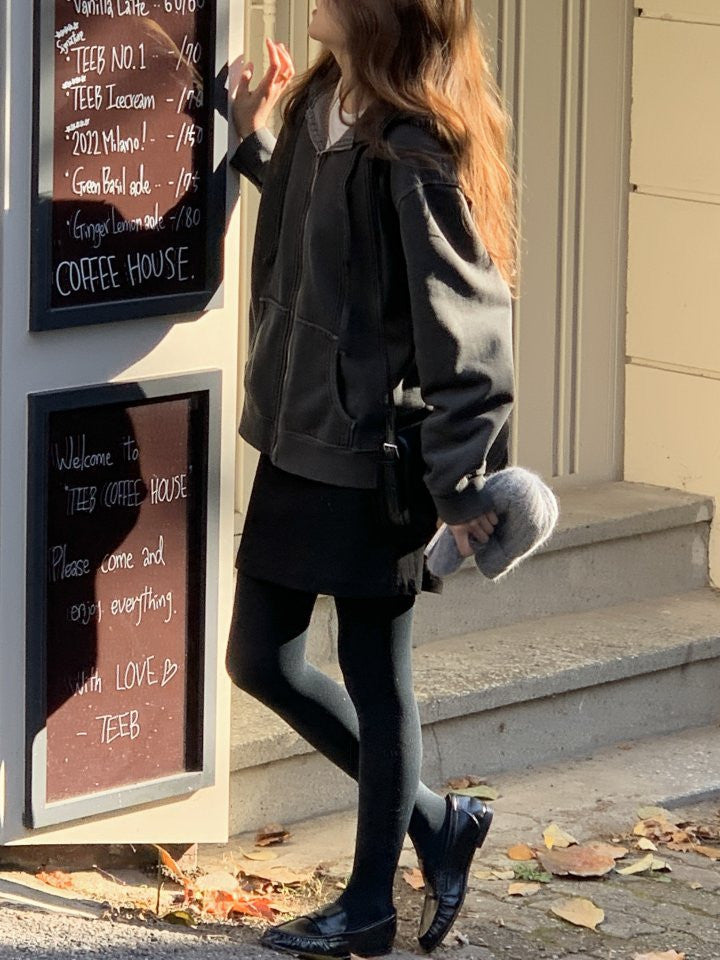 pigment fleece dying hood zip up&pants