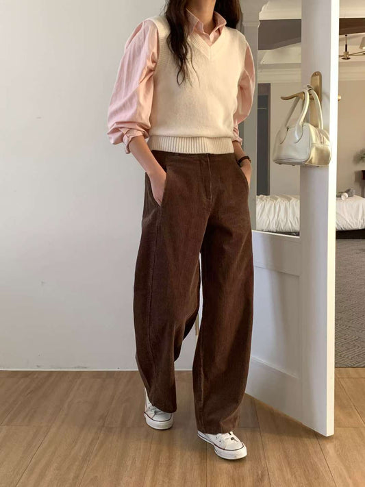 Corduroy curve pants-2col/ショート丈あり