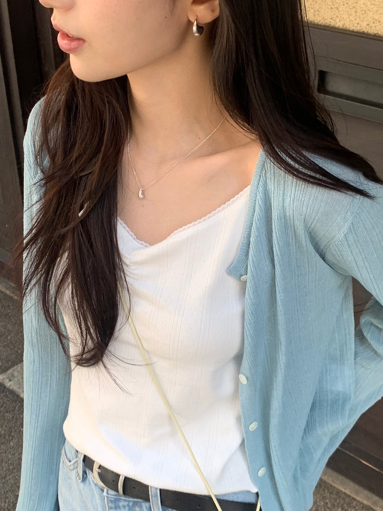 Flex ribbed round cardigan-3col