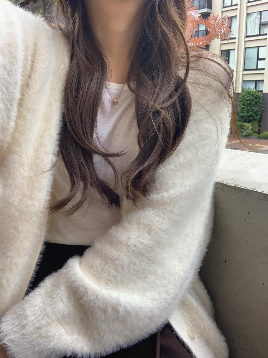 liter swan fur cardigan-2col
