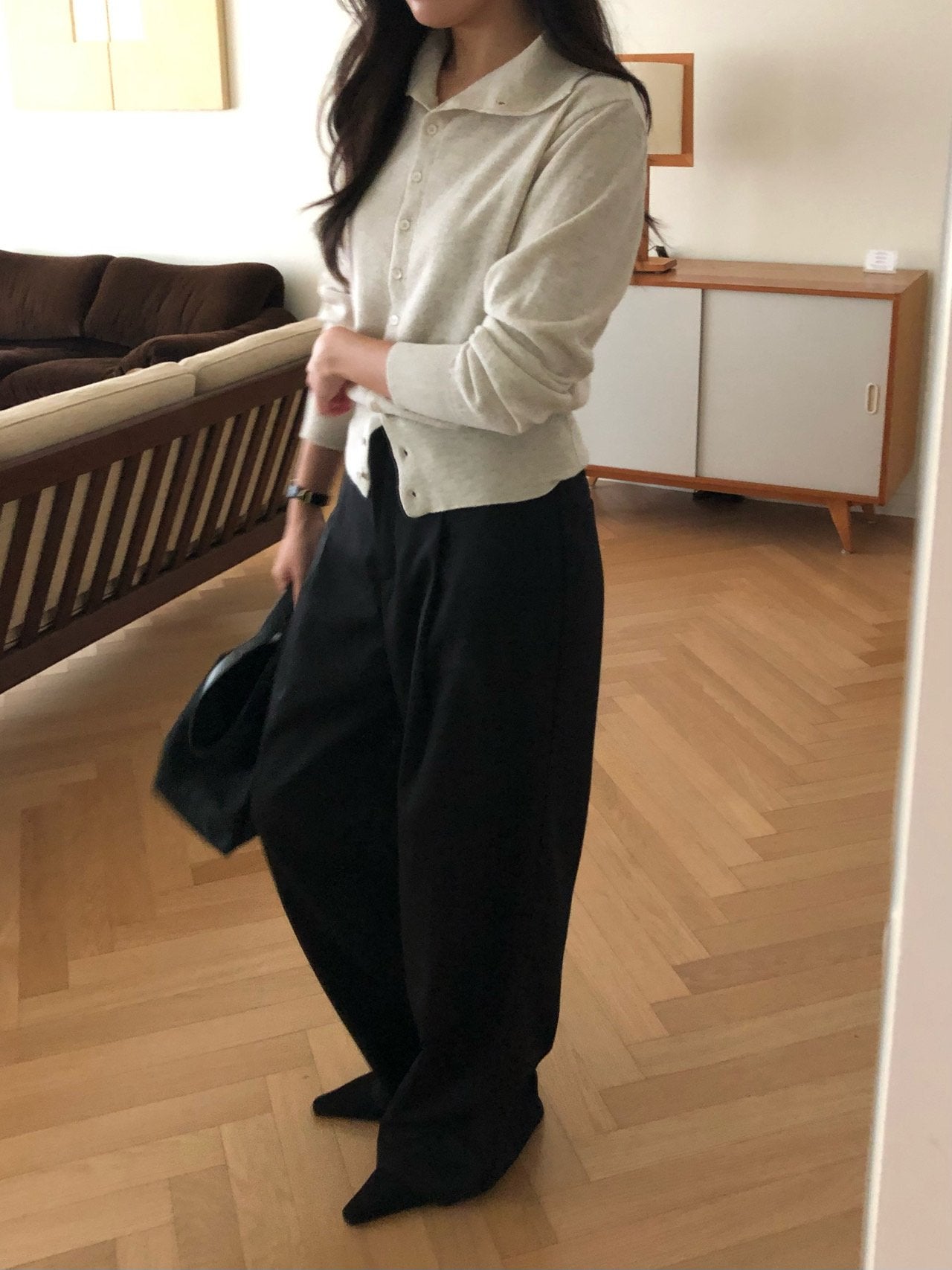 High-neck cash cardigan-3col