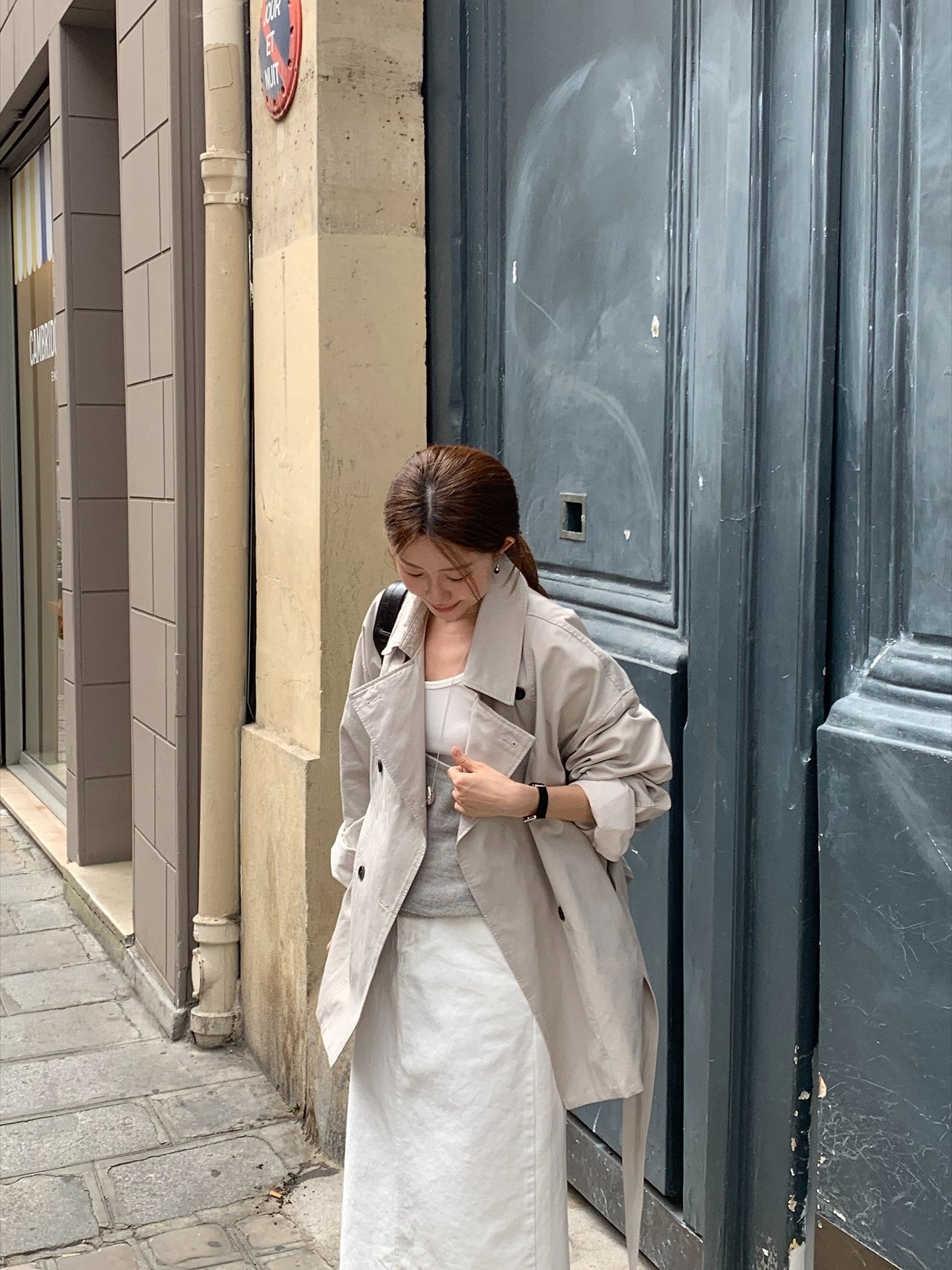 Maren washing half trench jacket-2col