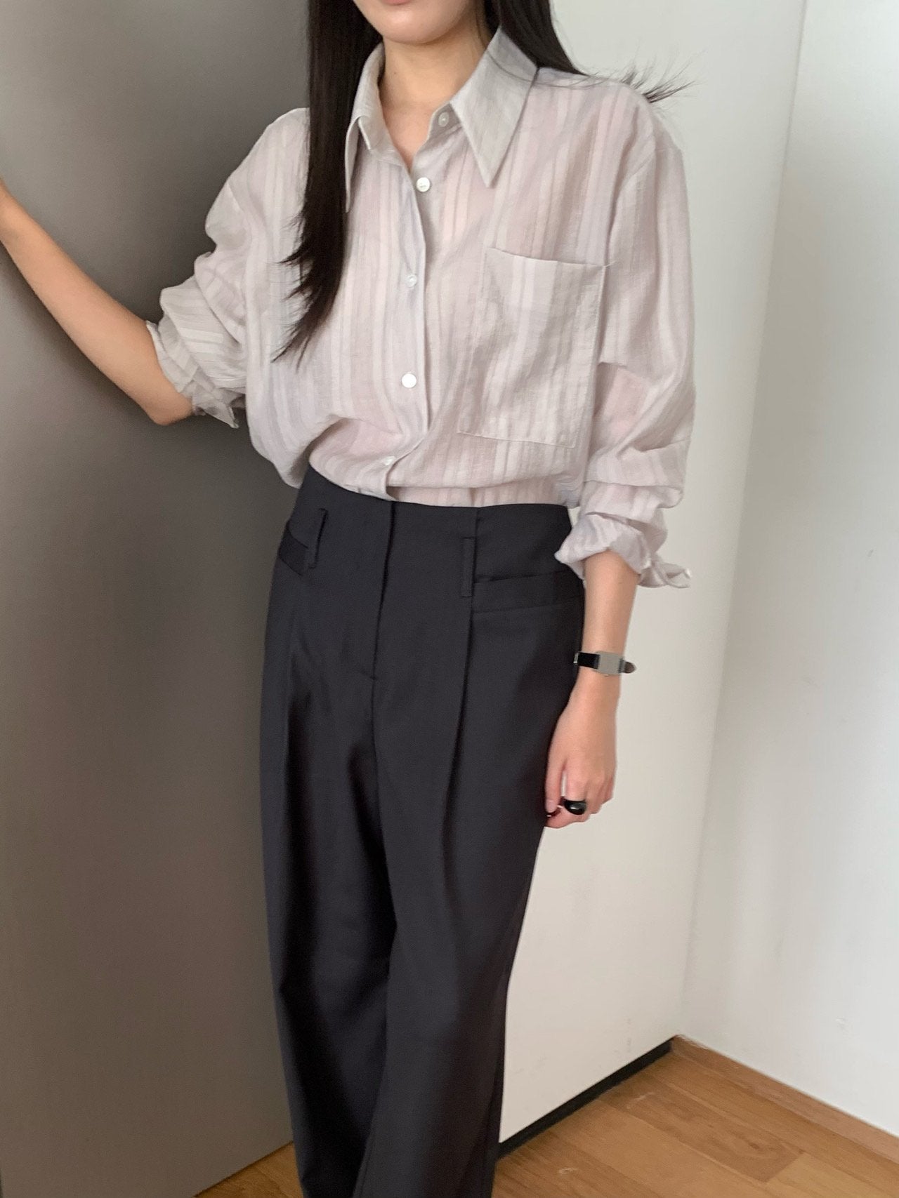 Monel button shirt-2col