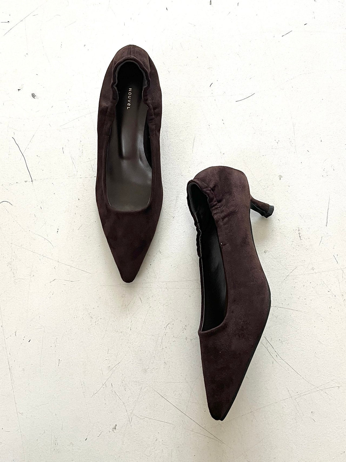 Suede 5cm back-banding high heels-3col