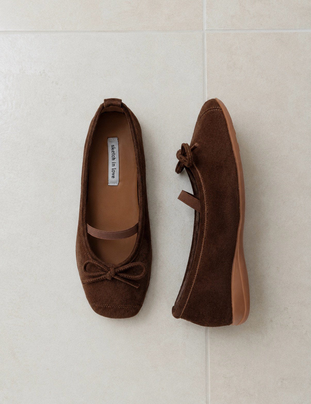 suede comfort ribbon flats-2col